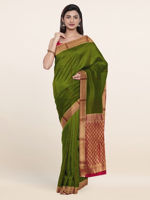

Pothys Green & Red Zari Pure Silk Saree