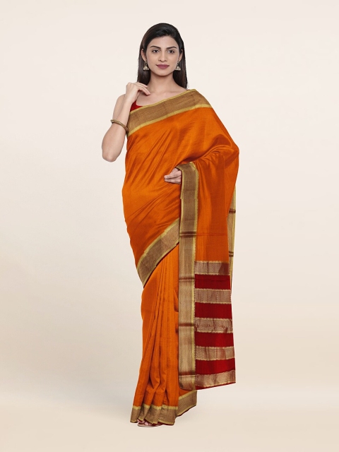 

Pothys Orange & Red Zari Pure Silk Saree