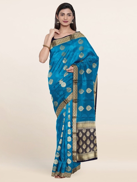 

Pothys Blue & Black Ethnic Motifs Zari Pure Silk Saree