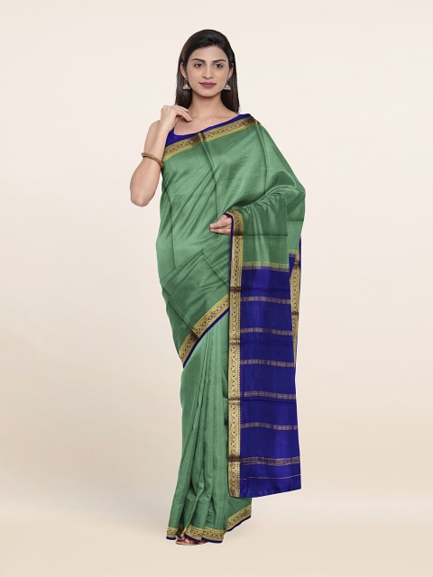 

Pothys Green & Navy Blue Zari Pure Silk Saree