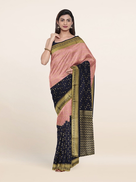 

Pothys Pink & Black Checked Zari Pure Silk Saree