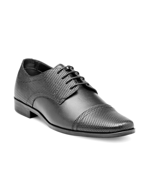 

Franco Leone Men Black Perforated Leather Semiformal Shoes