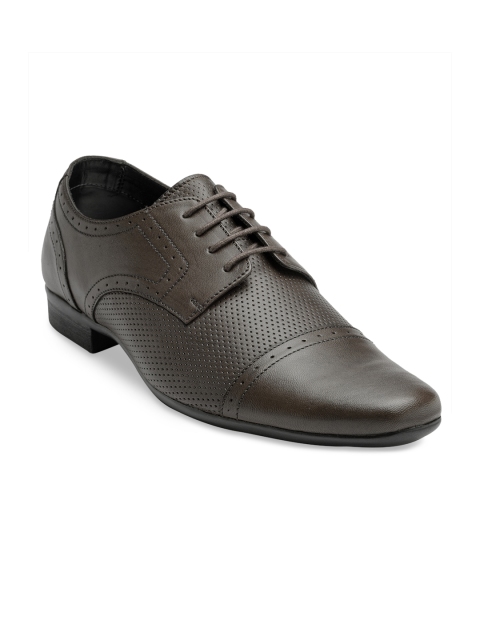 

Franco Leone Men Coffee Brown Textured Leather Derbys