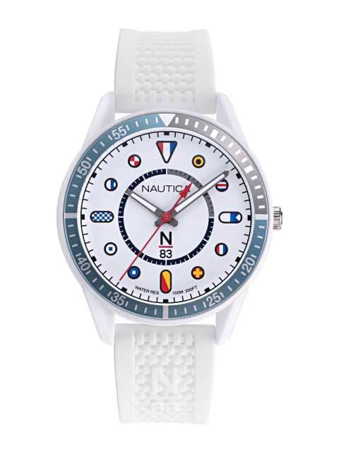 

Nautica Men White Brass Dial & White Straps Analogue Watch