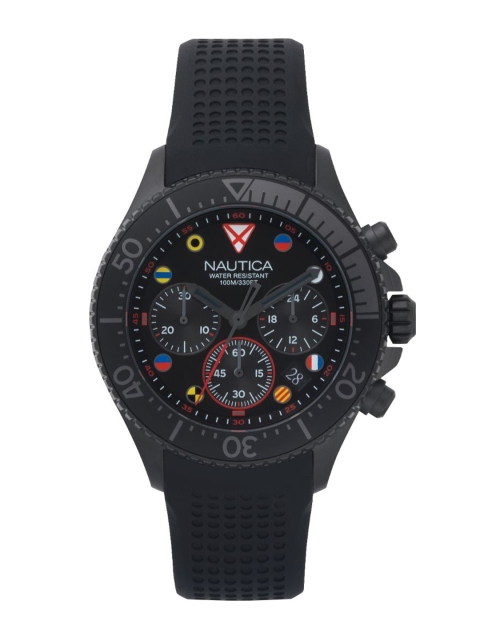 

Nautica Men Black Brass Printed Dial & Black Straps Analogue Watch NAPWPC003-Black