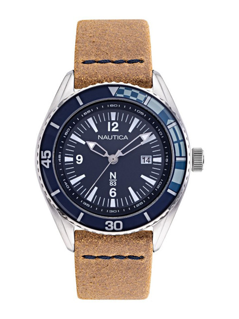 

Nautica Men Blue Brass Dial & Brown Leather Strap Analogue Watch NAPUSF910