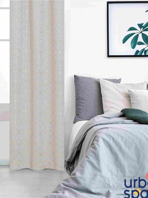 

URBAN SPACE Geometric Black Out Window Curtain, Beige
