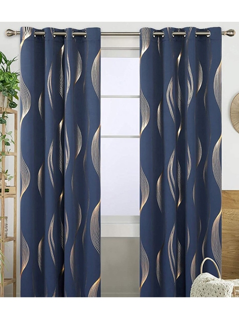 

URBAN SPACE Black Out Door Curtain, Navy blue