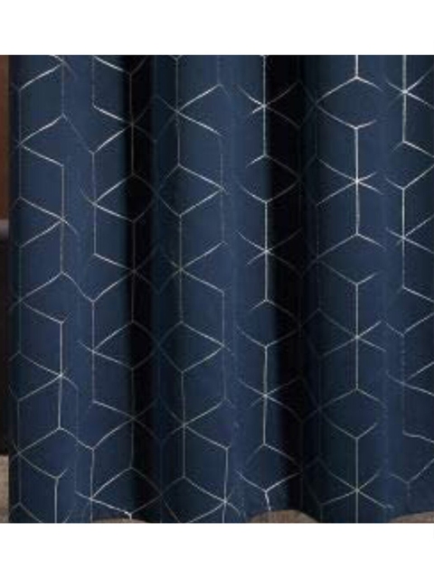 

URBAN SPACE Geometric Black Out Window Curtain, Navy blue