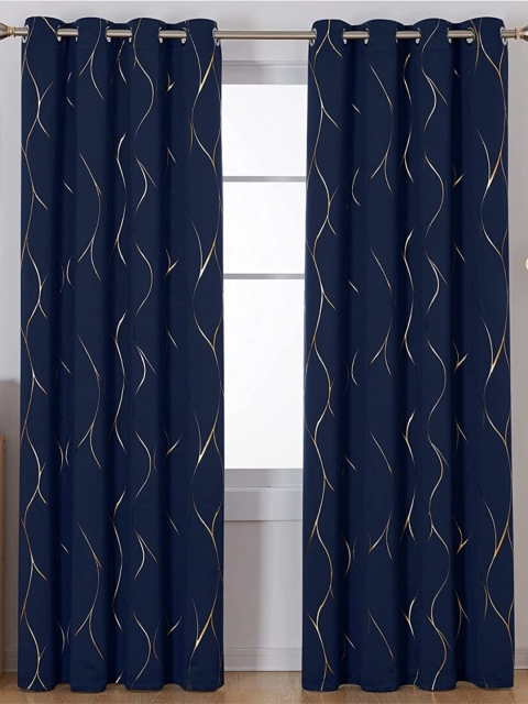 

URBAN SPACE Black Out Door Curtain, Navy blue