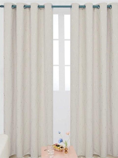 

URBAN SPACE Striped Blackout Window Curtain, Beige