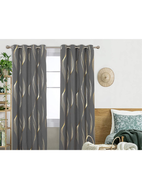 

URBAN SPACE Black Out Door Curtain, Grey