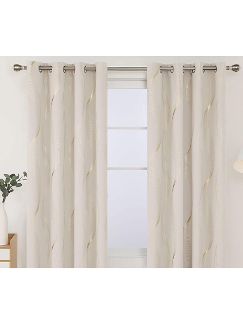 

URBAN SPACE Satin Black Out Long Door Curtain, Beige