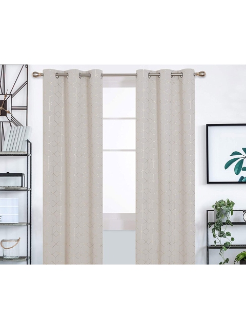 

URBAN SPACE Geometric Black Out Door Curtain, Beige