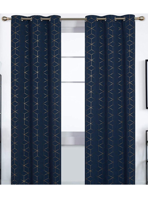 

URBAN SPACE Black Out Long Door Curtain, Navy blue