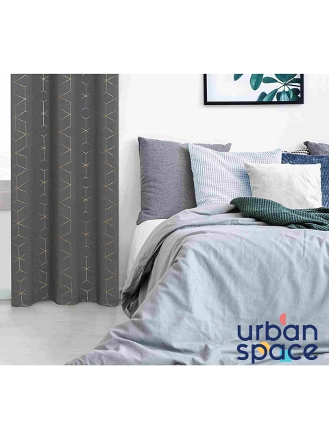 

URBAN SPACE Geometric Room Darkening Long Door Curtain, Grey