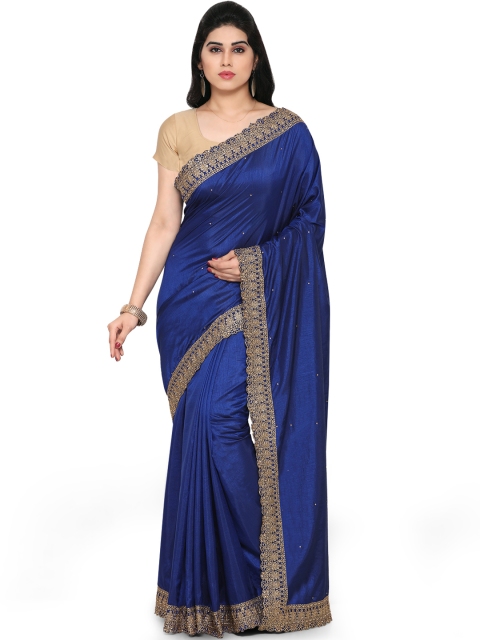 

Saree mall Blue Art Silk Embellished Saree