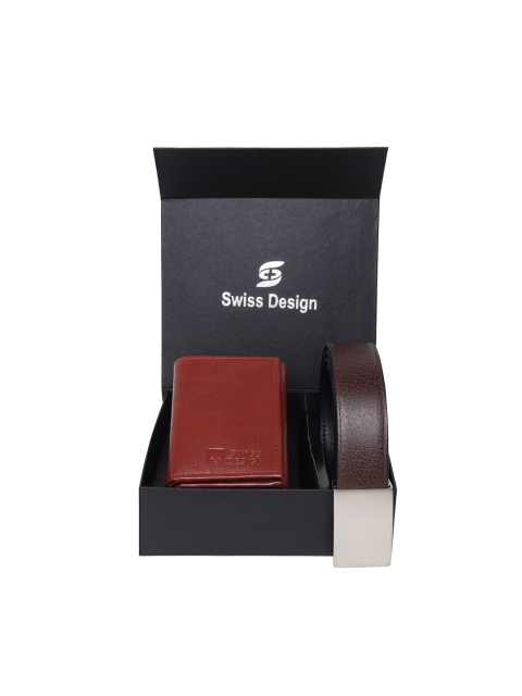 

Swiss Design Tan Brown Textured Leather Accessory Gift Set