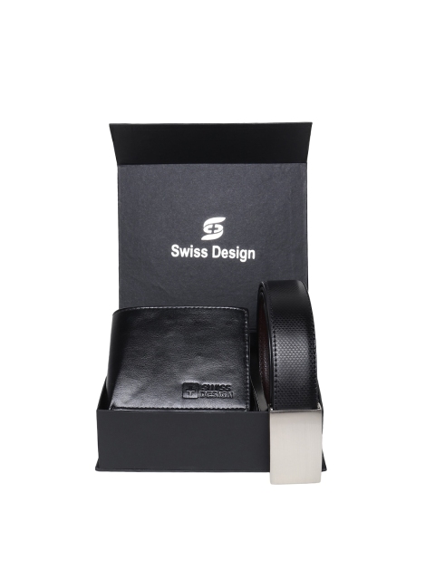 

Swiss Design Black Textured Leather Accessory Gift Set