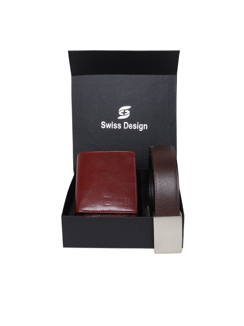 

Swiss Design Tan Brown Solid Leather Accessory Gift Set