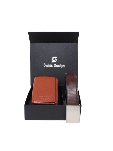 

Swiss Design Tan & Brown Solid Leather Accessory Gift Set