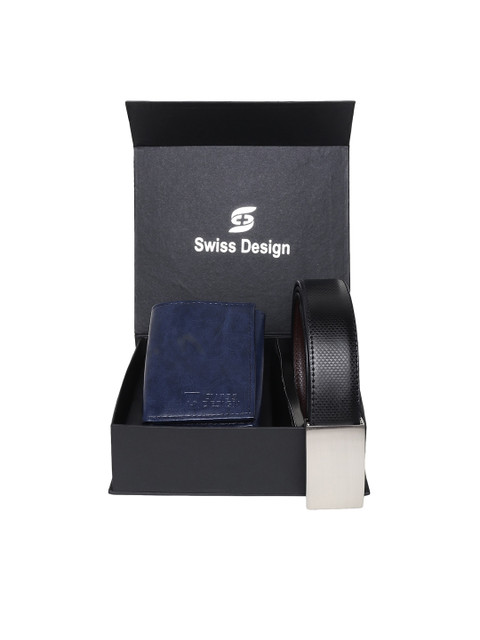 

Swiss Design Unisex Blue Leather Accessory Gift Set