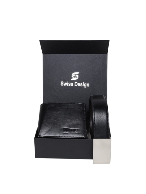 

Swiss Design Men Black Solid Leather Accessory Gift Set SD-Accessory Gift Set -24