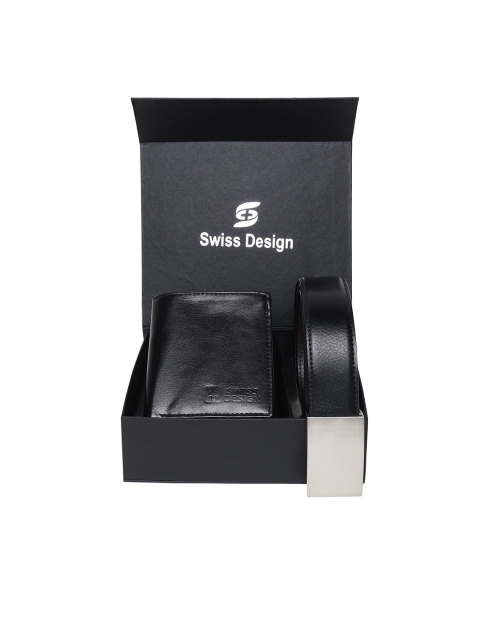 

Swiss Design Black Solid Leather Accessory Gift Set