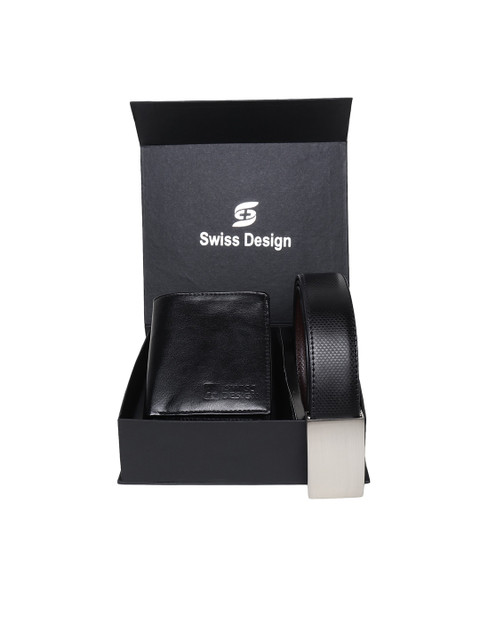 

Swiss Design Swiss Design Black Solid Leather Accessory Gift Set