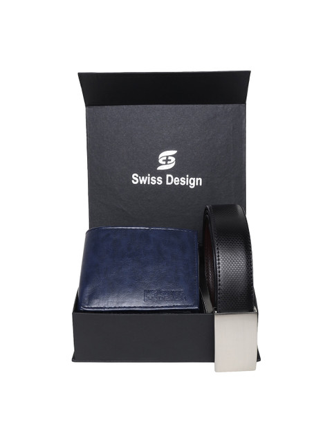 

Swiss Design Blue Textured Leather Accessory Gift Set