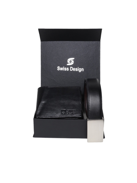

Swiss Design Black Solid Leather Accessory Gift Set