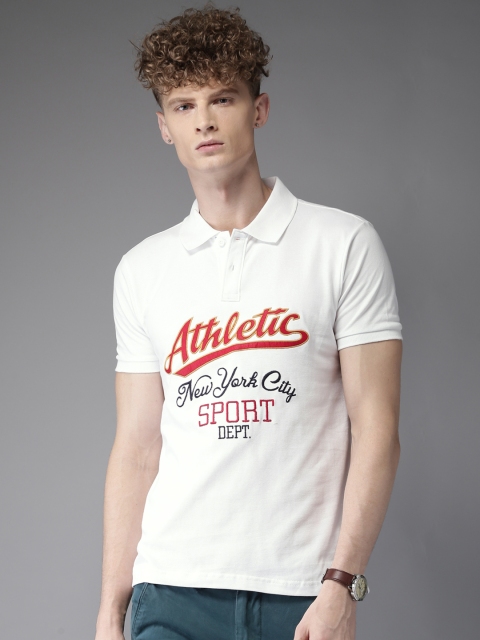 

Moda Rapido Men White Self Design Polo Collar T-shirt