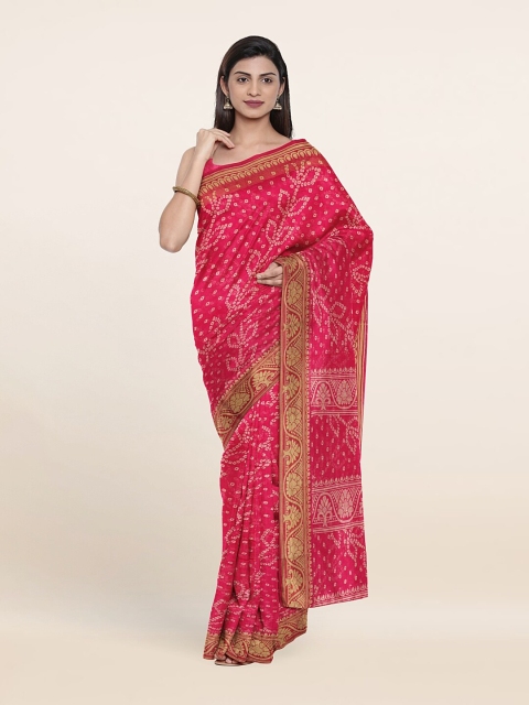

Pothys Pink Bandhani Saree
