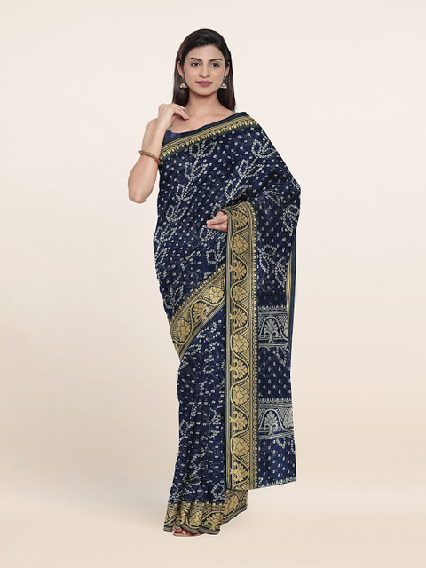 

Pothys Blue & White Bandhani Saree