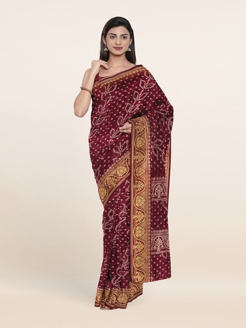 

Pothys Purple & Gold-Toned Bandhani Saree