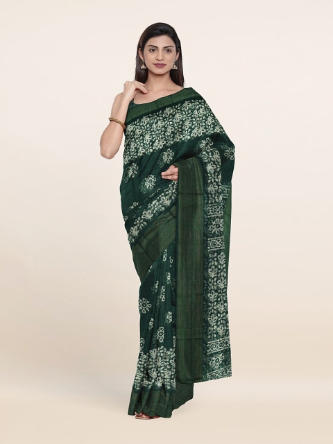 

Pothys Green & White Ethnic Motifs Zari Saree