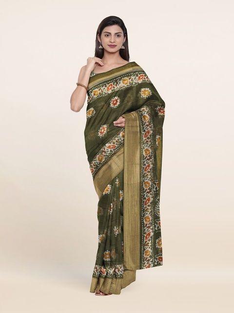 

Pothys Green & Yellow Floral Zari Saree