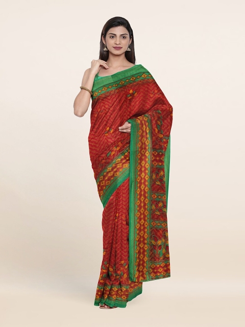 

Pothys Maroon & Green Floral Zari Saree