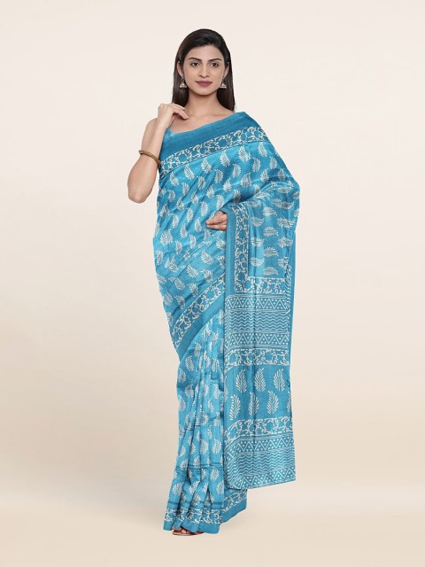 

Pothys Blue & White Floral Saree