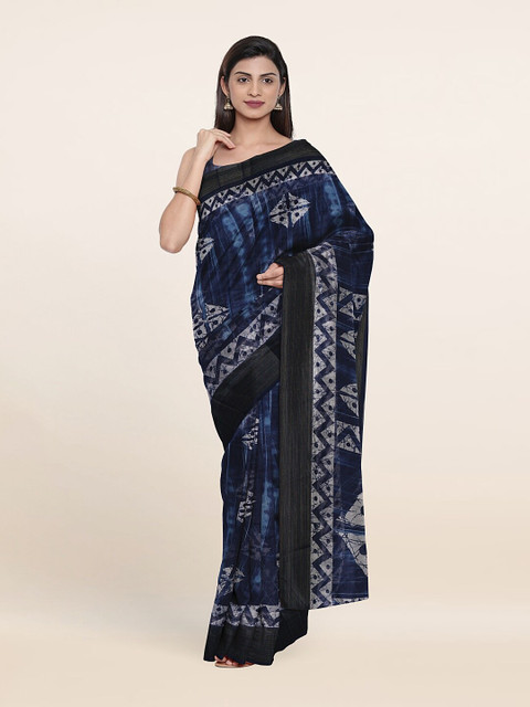 

Pothys Blue & Grey Batik Printed Saree