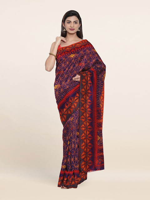 

Pothys Blue & Orange Printed Saree