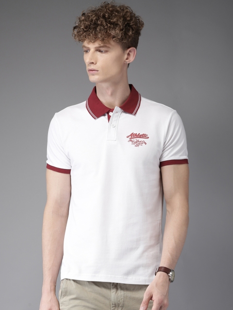 

Moda Rapido Men White Solid Polo Collar T-shirt