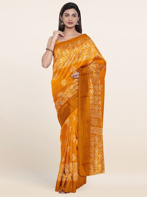 

Pothys Yellow & White Floral Printed Zari Saree