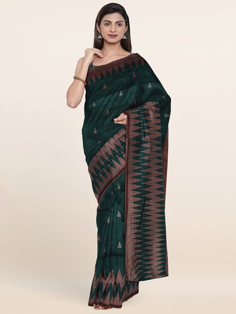 

Pothys Green & Gold-Toned Printed Saree