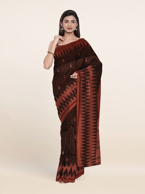 

Pothys Brown & Copper Geometric Printed Saree