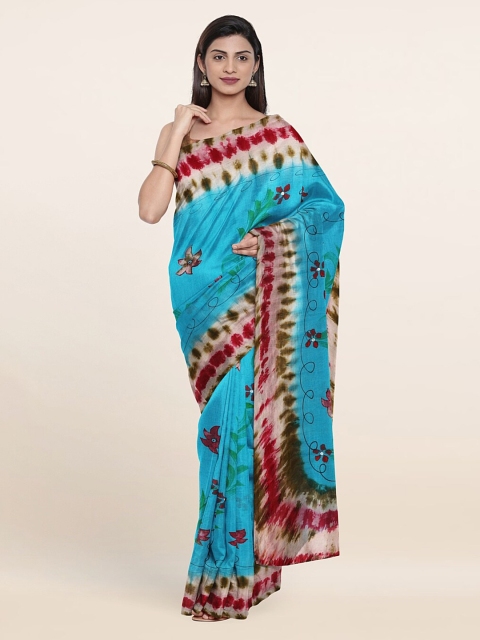 

Pothys Blue & Green Floral Pure Cotton Bandhani Saree