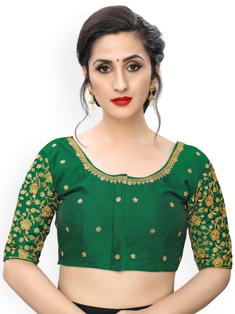 

Fab Viva Green Embroidered Saree Blouse