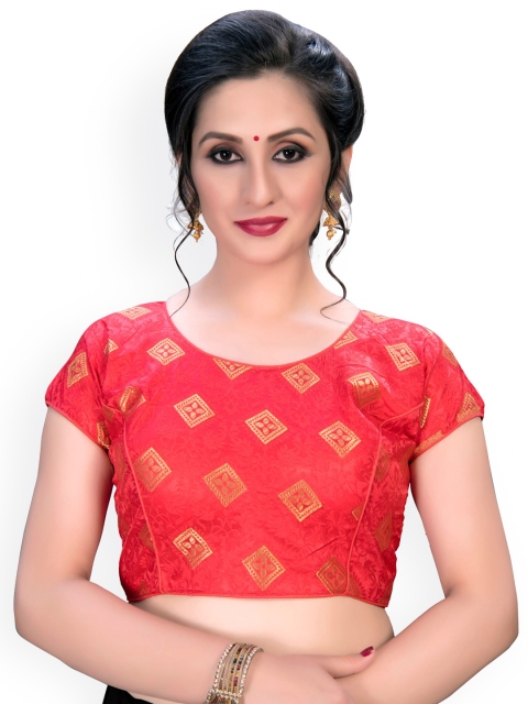 

Fab Viva Pink Printed Jacquard Saree Blouse