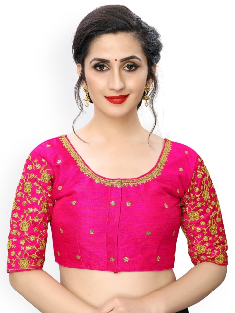 

Fab Viva Pink Sequence Embroidered Saree Blouse