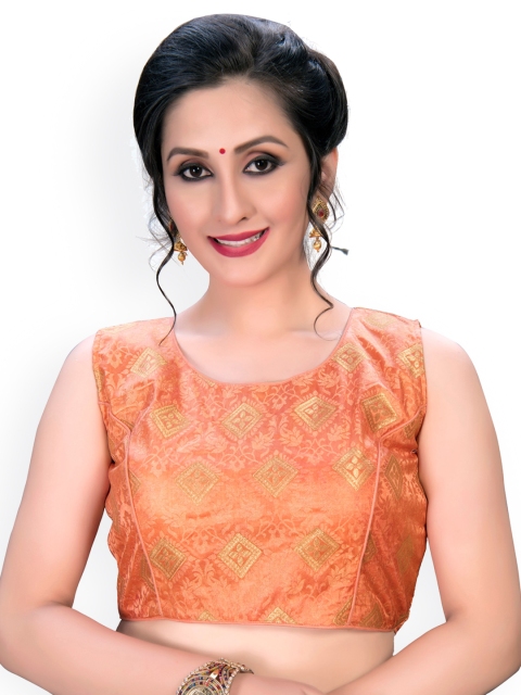 

Fab Viva Peach-Coloured Printed Saree Blouse